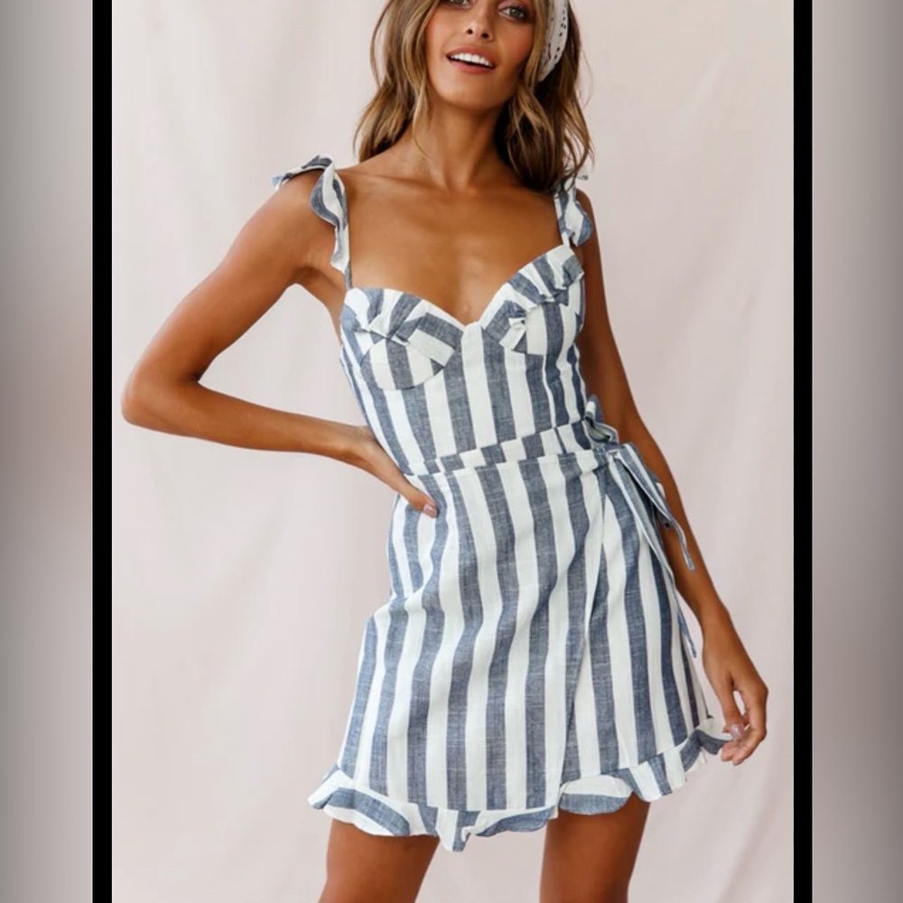 Navy and White Striped Mini Dress